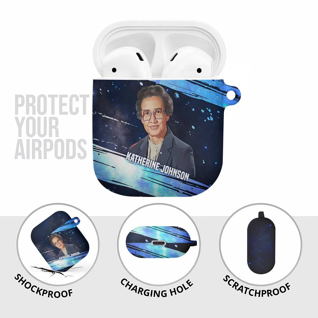 Katherine Johnson AirPods Case with Galaxy Background, Hidden No More Quote and Rocket Brain Equation - African Pride