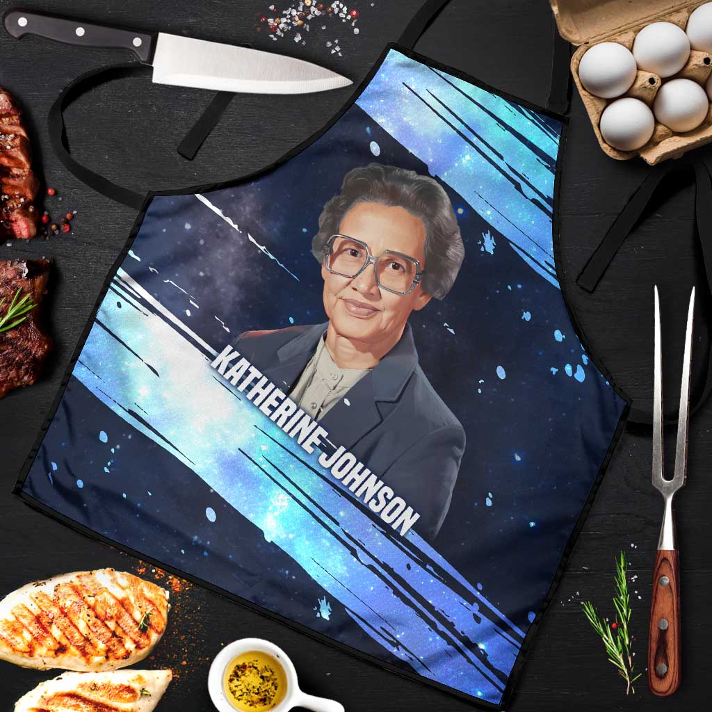 Katherine Johnson Apron with Galaxy Background, Hidden No More Quote and Rocket Brain Equation - African Pride