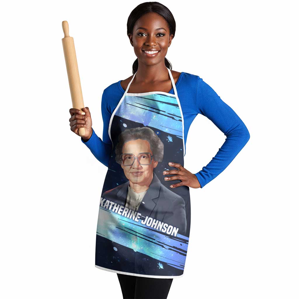 Katherine Johnson Apron with Galaxy Background, Hidden No More Quote and Rocket Brain Equation - African Pride