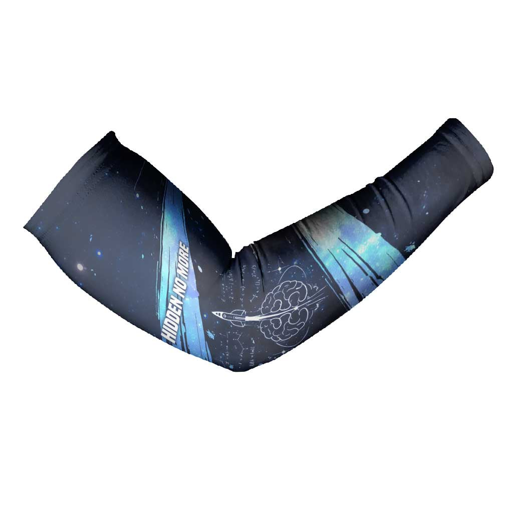 Katherine Johnson Arm Sleeves with Galaxy Background, Hidden No More Quote and Rocket Brain Equation - African Pride