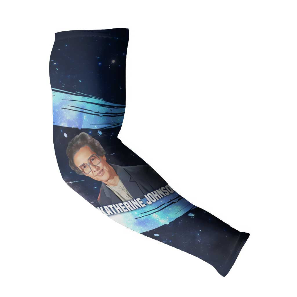 Katherine Johnson Arm Sleeves with Galaxy Background, Hidden No More Quote and Rocket Brain Equation - African Pride
