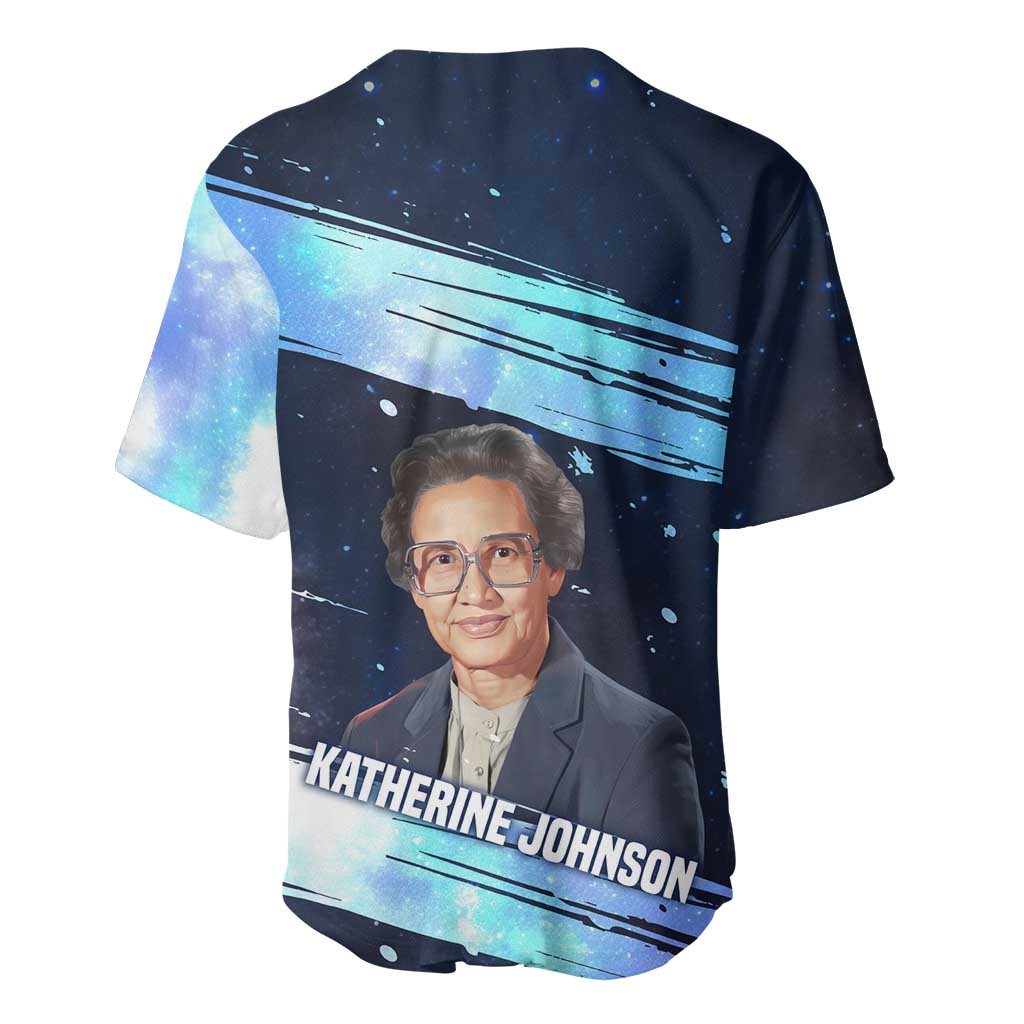 Katherine Johnson Baseball Jersey with Galaxy Background, Hidden No More Quote and Rocket Brain Equation - African Pride