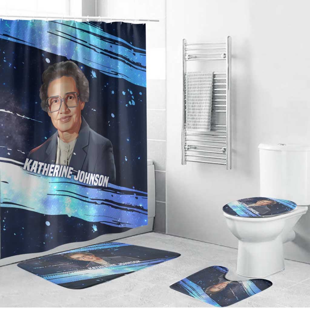 Katherine Johnson Bathroom Set with Galaxy Background, Hidden No More Quote and Rocket Brain Equation - African Pride