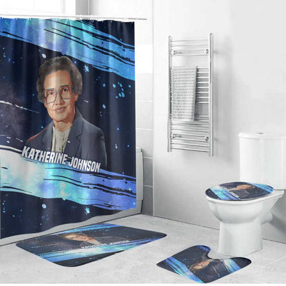 Katherine Johnson Bathroom Set with Galaxy Background, Hidden No More Quote and Rocket Brain Equation - African Pride
