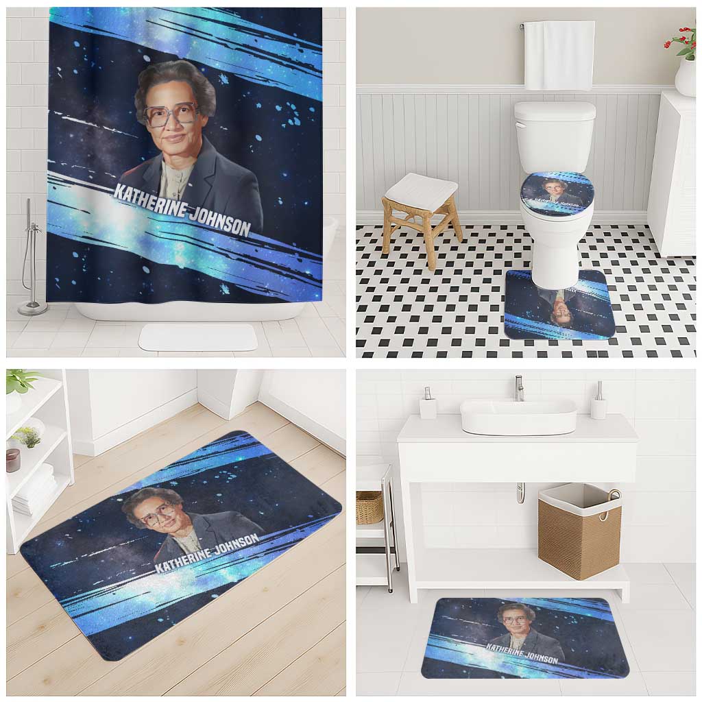 Katherine Johnson Bathroom Set with Galaxy Background, Hidden No More Quote and Rocket Brain Equation - African Pride