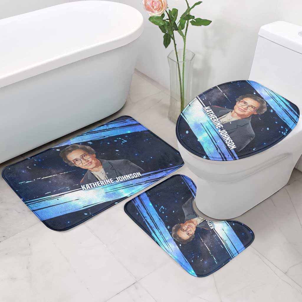 Katherine Johnson Bathroom Set with Galaxy Background, Hidden No More Quote and Rocket Brain Equation - African Pride