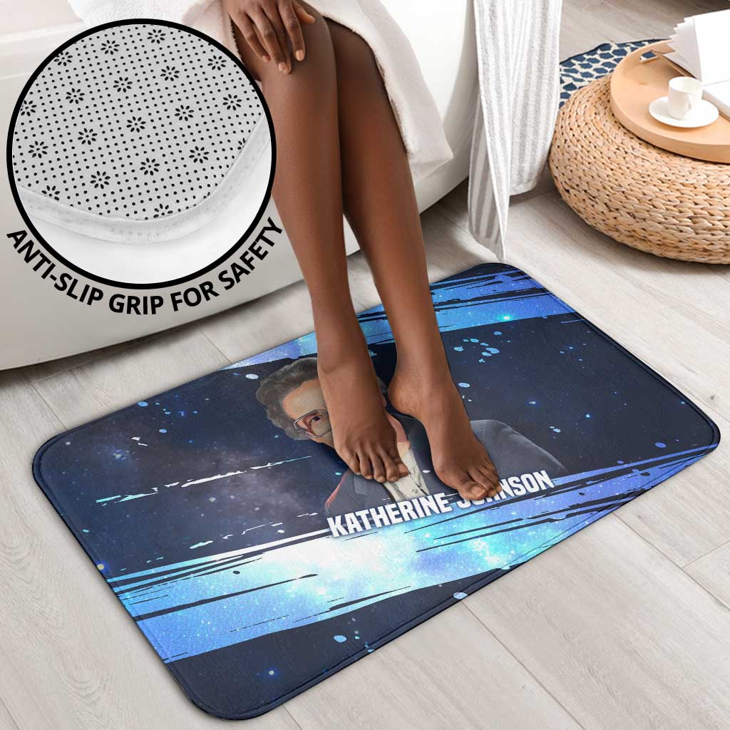Katherine Johnson Bathroom Set with Galaxy Background, Hidden No More Quote and Rocket Brain Equation - African Pride