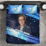 Katherine Johnson Bedding Set with Galaxy Background, Hidden No More Quote and Rocket Brain Equation - African Pride