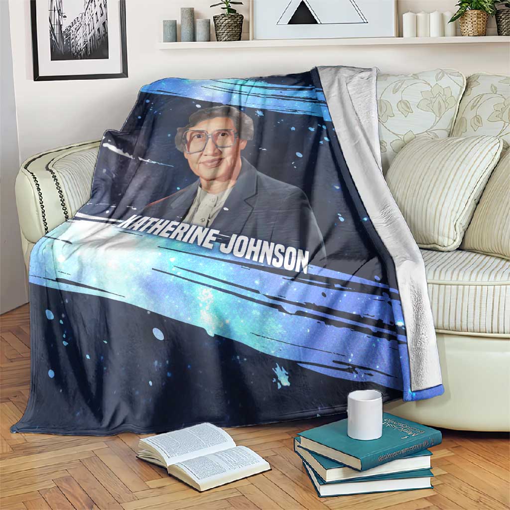 Katherine Johnson Blanket with Galaxy Background, Hidden No More Quote and Rocket Brain Equation - African Pride