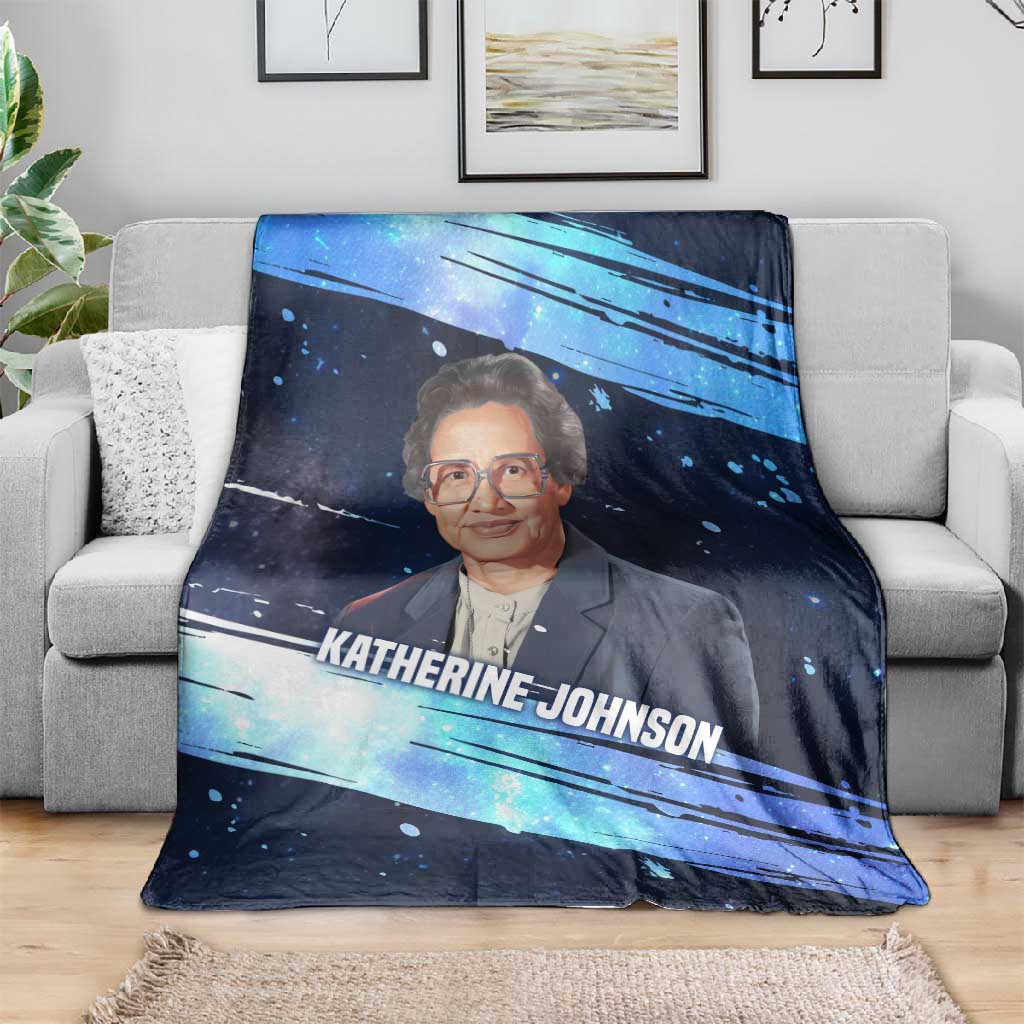 Katherine Johnson Blanket with Galaxy Background, Hidden No More Quote and Rocket Brain Equation - African Pride