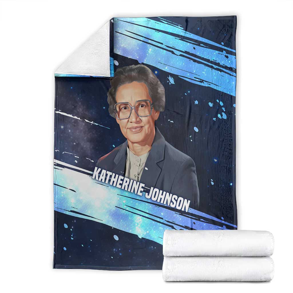 Katherine Johnson Blanket with Galaxy Background, Hidden No More Quote and Rocket Brain Equation - African Pride