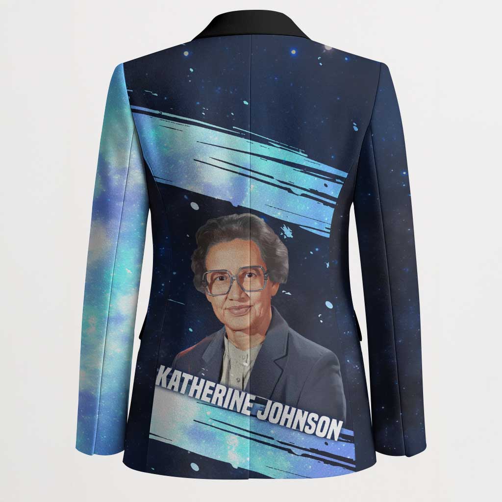 Katherine Johnson Blazer with Galaxy Background, Hidden No More Quote and Rocket Brain Equation - African Pride