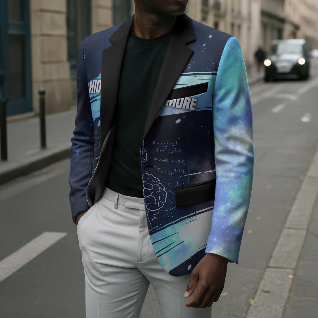 Katherine Johnson Blazer with Galaxy Background, Hidden No More Quote and Rocket Brain Equation - African Pride