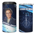 Katherine Johnson 4 in 1 Can Cooler Tumbler with Galaxy Background, Hidden No More Quote and Rocket Brain Equation - African Pride