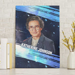 Katherine Johnson Canvas Wall Art with Galaxy Background, Hidden No More Quote and Rocket Brain Equation - African Pride