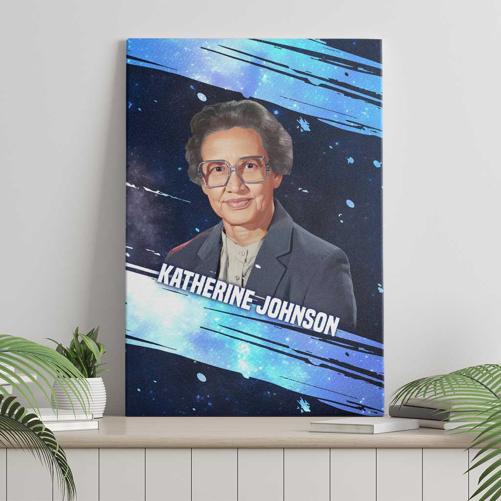 Katherine Johnson Canvas Wall Art with Galaxy Background, Hidden No More Quote and Rocket Brain Equation - African Pride