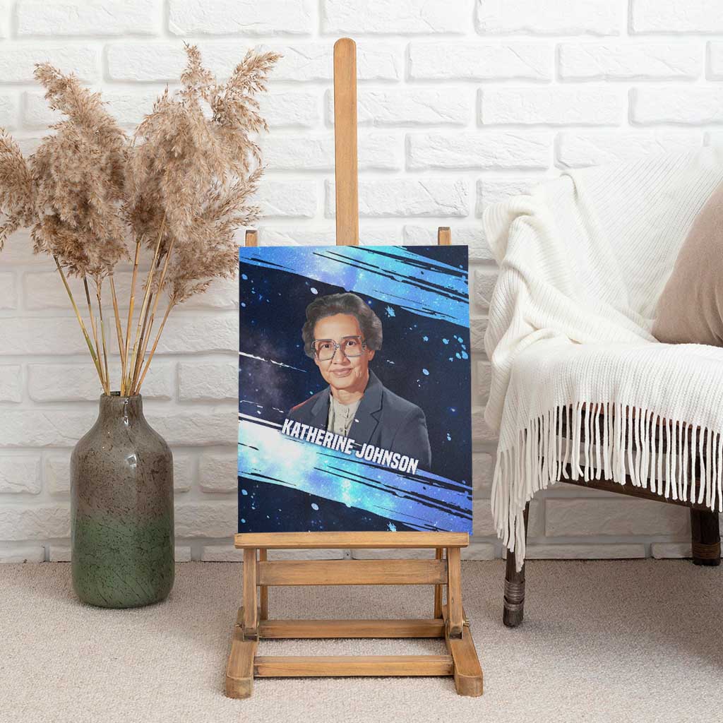 Katherine Johnson Canvas Wall Art with Galaxy Background, Hidden No More Quote and Rocket Brain Equation - African Pride