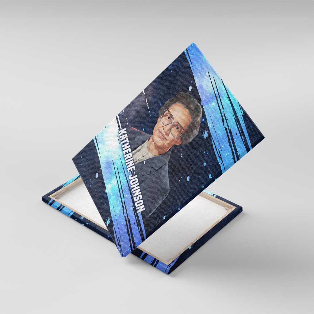 Katherine Johnson Canvas Wall Art with Galaxy Background, Hidden No More Quote and Rocket Brain Equation - African Pride