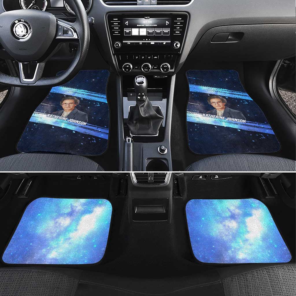 Katherine Johnson Car Mats with Galaxy Background, Hidden No More Quote and Rocket Brain Equation - African Pride