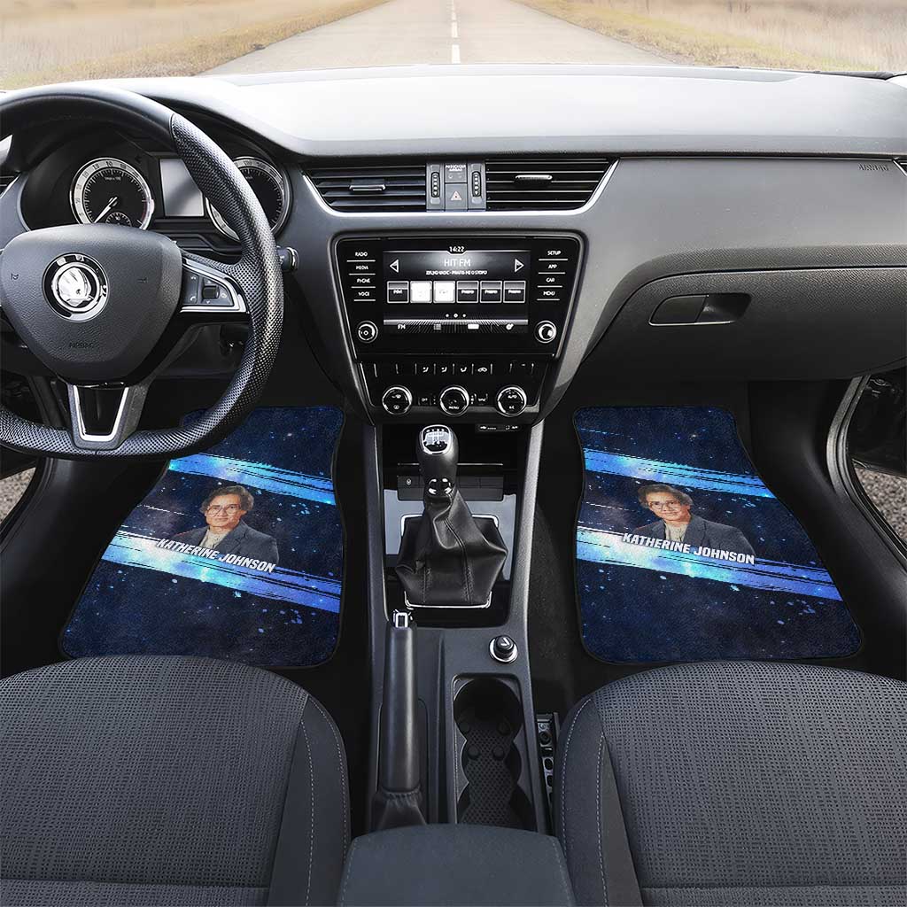 Katherine Johnson Car Mats with Galaxy Background, Hidden No More Quote and Rocket Brain Equation - African Pride