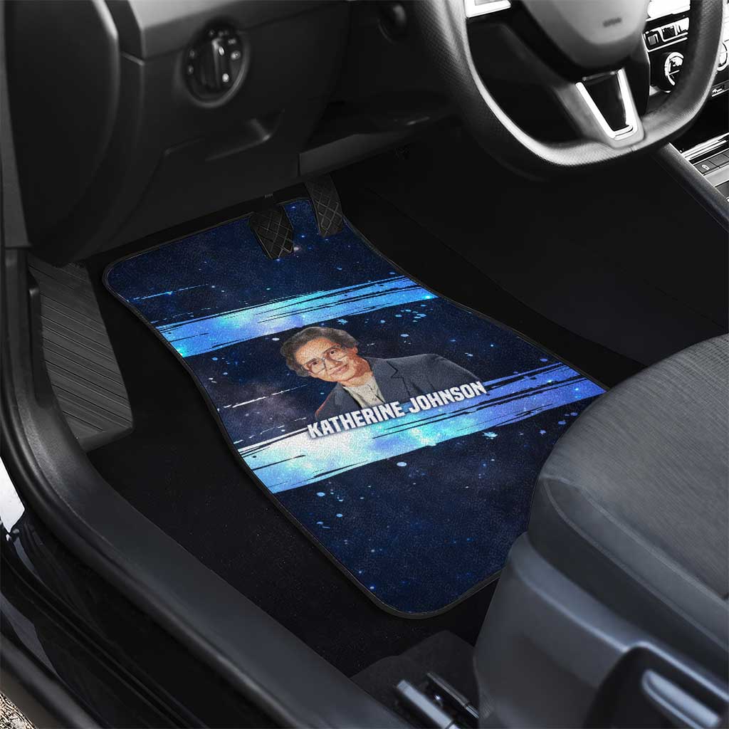 Katherine Johnson Car Mats with Galaxy Background, Hidden No More Quote and Rocket Brain Equation - African Pride