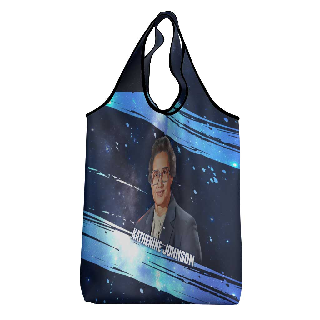Katherine Johnson Grocery Bag with Galaxy Background, Hidden No More Quote and Rocket Brain Equation - African Pride