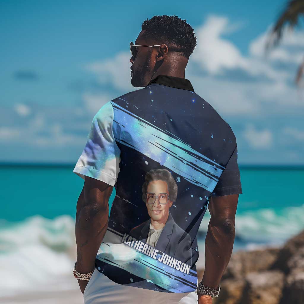 Katherine Johnson Hawaiian Shirt with Galaxy Background, Hidden No More Quote and Rocket Brain Equation - African Pride