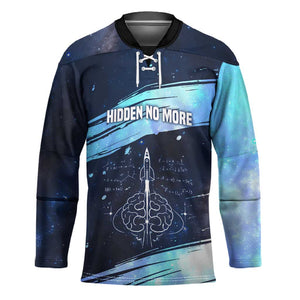 Katherine Johnson Hockey Jersey with Galaxy Background, Hidden No More Quote and Rocket Brain Equation - African Pride