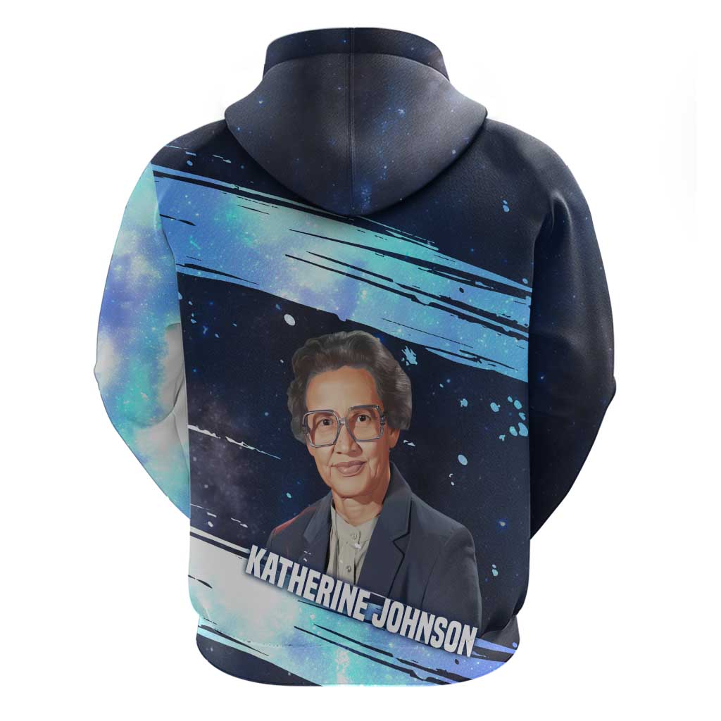 Katherine Johnson Hoodie with Galaxy Background, Hidden No More Quote and Rocket Brain Equation - African Pride
