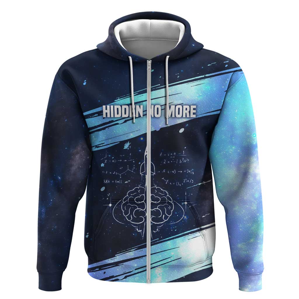 Katherine Johnson Hoodie with Galaxy Background, Hidden No More Quote and Rocket Brain Equation - African Pride