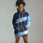 Katherine Johnson Hoodie Dress with Galaxy Background, Hidden No More Quote and Rocket Brain Equation - African Pride