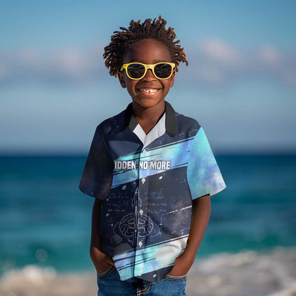 Katherine Johnson Kid Hawaiian Shirt with Galaxy Background, Hidden No More Quote and Rocket Brain Equation - African Pride