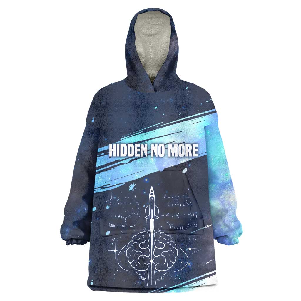 Katherine Johnson Kid Wearable Blanket Hoodie with Galaxy Background, Hidden No More Quote and Rocket Brain Equation - African Pride