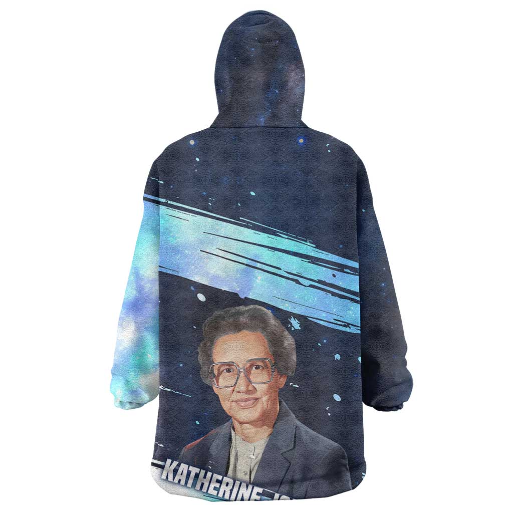 Katherine Johnson Kid Wearable Blanket Hoodie with Galaxy Background, Hidden No More Quote and Rocket Brain Equation - African Pride