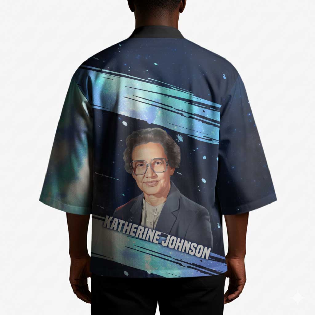 Katherine Johnson Kimono with Galaxy Background, Hidden No More Quote and Rocket Brain Equation - African Pride