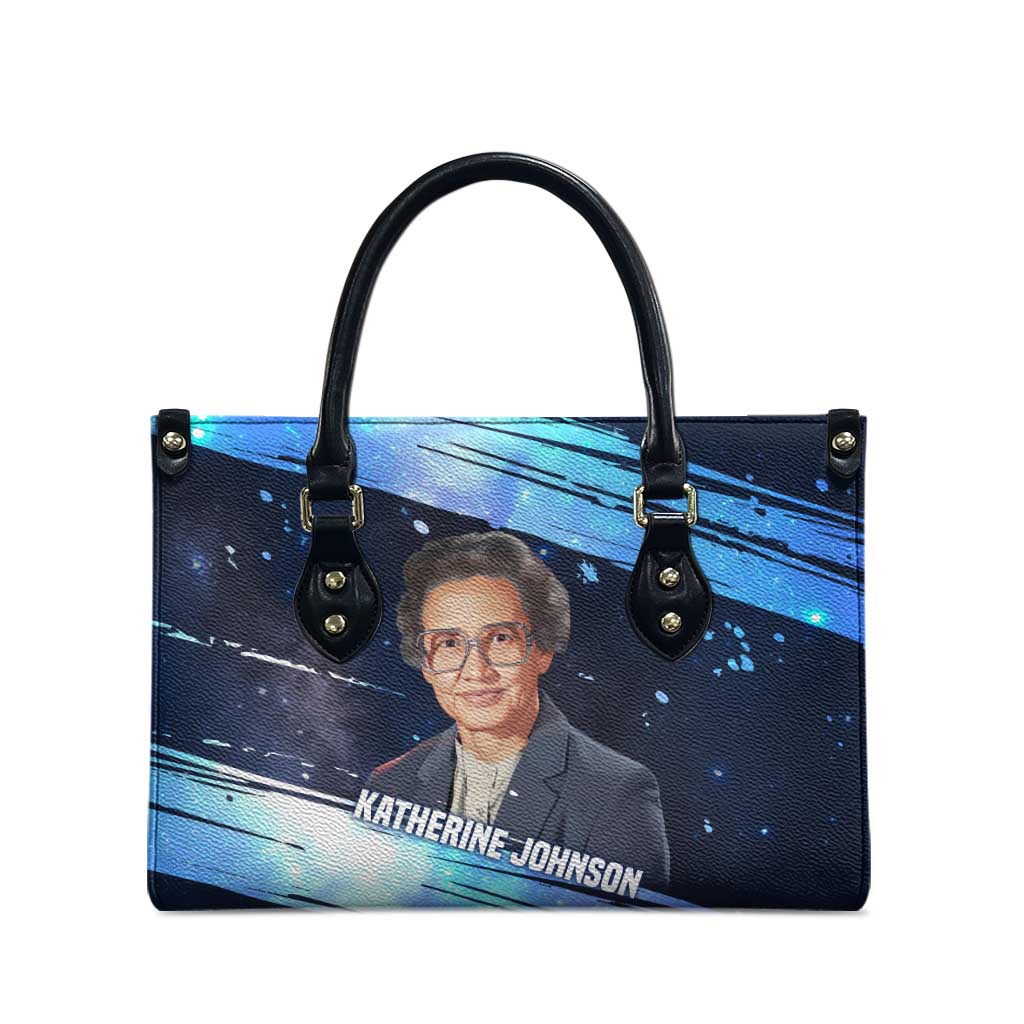 Katherine Johnson Leather Bag with Galaxy Background, Hidden No More Quote and Rocket Brain Equation - African Pride