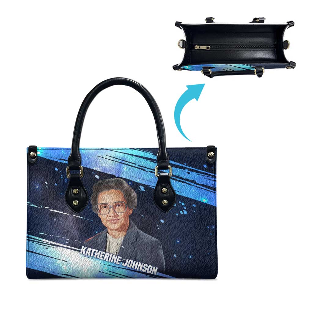 Katherine Johnson Leather Bag with Galaxy Background, Hidden No More Quote and Rocket Brain Equation - African Pride