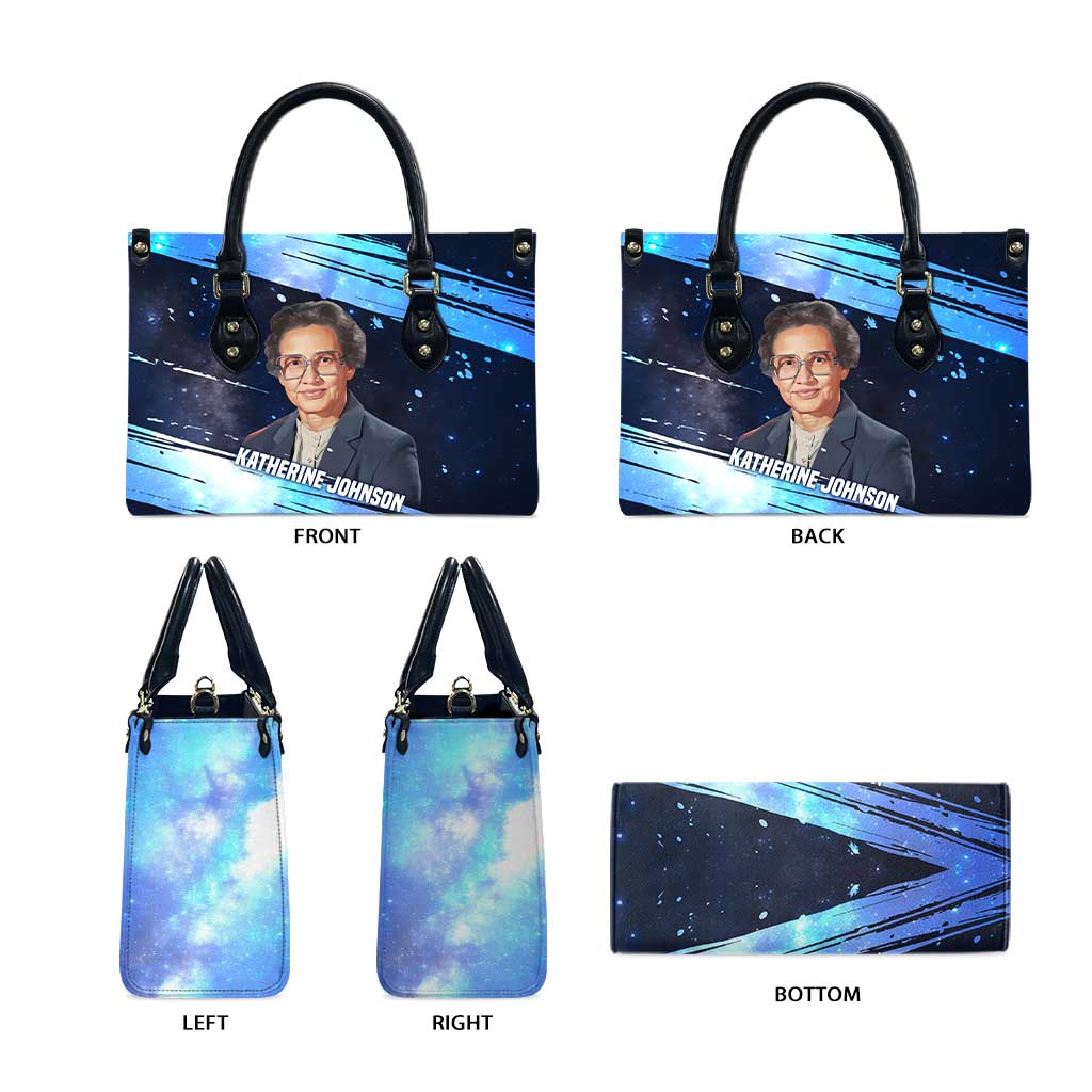 Katherine Johnson Leather Bag with Galaxy Background, Hidden No More Quote and Rocket Brain Equation - African Pride