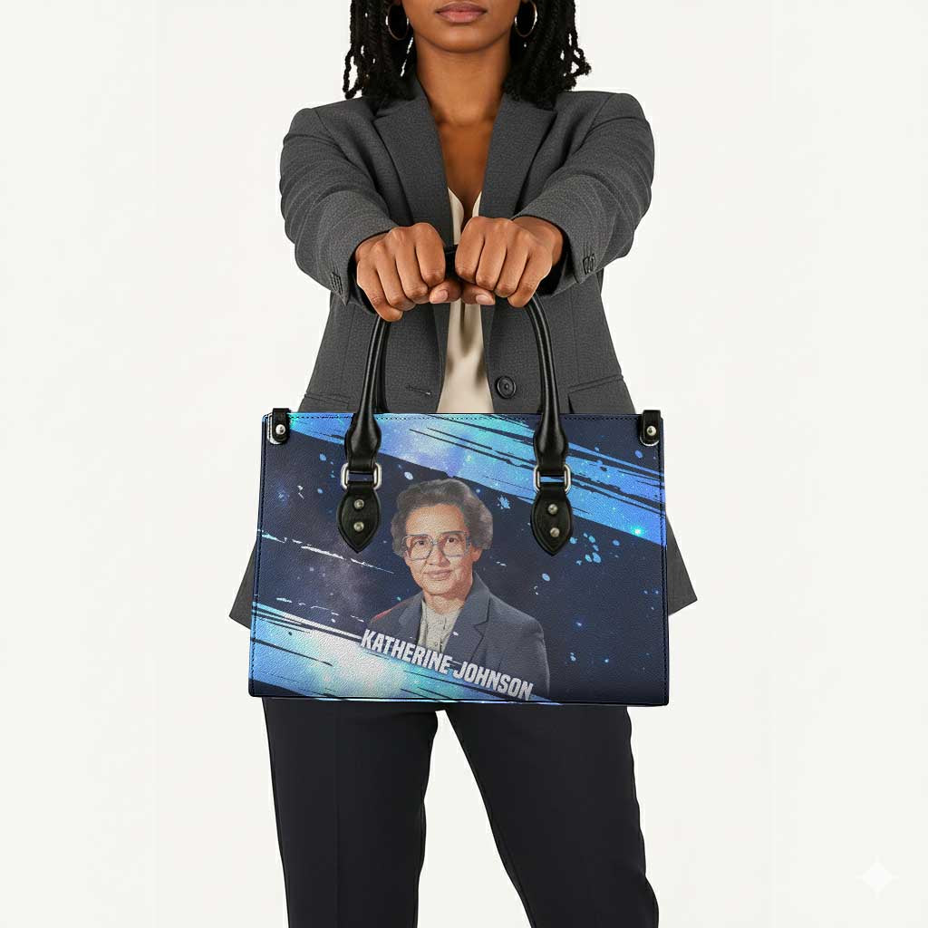 Katherine Johnson Leather Bag with Galaxy Background, Hidden No More Quote and Rocket Brain Equation - African Pride