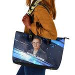 Katherine Johnson Leather Tote Bag with Galaxy Background, Hidden No More Quote and Rocket Brain Equation - African Pride