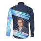 Katherine Johnson Long Sleeve Button Shirt with Galaxy Background, Hidden No More Quote and Rocket Brain Equation - African Pride