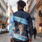 Katherine Johnson Long Sleeve Button Shirt with Galaxy Background, Hidden No More Quote and Rocket Brain Equation - African Pride