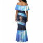 Katherine Johnson Mermaid Dress with Galaxy Background, Hidden No More Quote and Rocket Brain Equation - African Pride