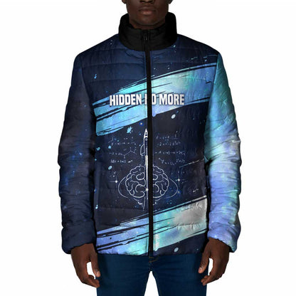 Katherine Johnson Padded Jacket with Galaxy Background, Hidden No More Quote and Rocket Brain Equation - African Pride