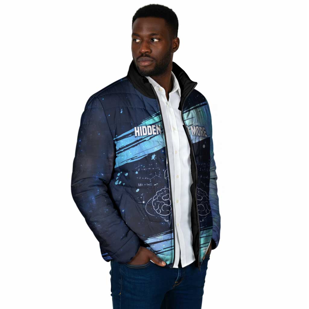 Katherine Johnson Padded Jacket with Galaxy Background, Hidden No More Quote and Rocket Brain Equation - African Pride