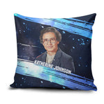 Katherine Johnson Pillow Cover with Galaxy Background, Hidden No More Quote and Rocket Brain Equation - African Pride