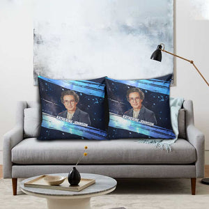 Katherine Johnson Pillow Cover with Galaxy Background, Hidden No More Quote and Rocket Brain Equation - African Pride