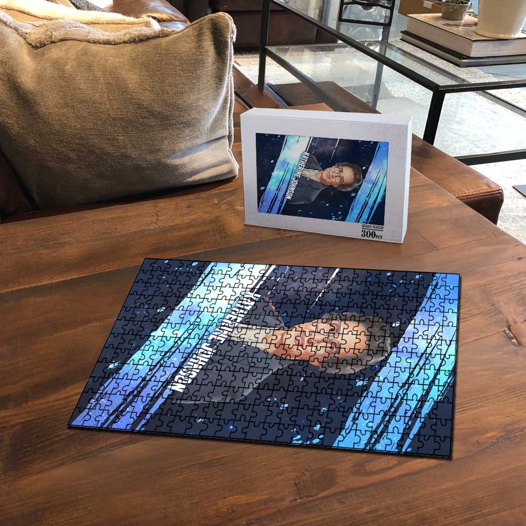 Katherine Johnson Puzzle with Galaxy Background, Hidden No More Quote and Rocket Brain Equation - African Pride