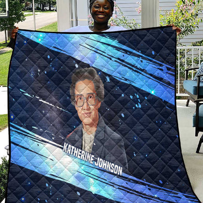 Katherine Johnson Quilt with Galaxy Background, Hidden No More Quote and Rocket Brain Equation - African Pride