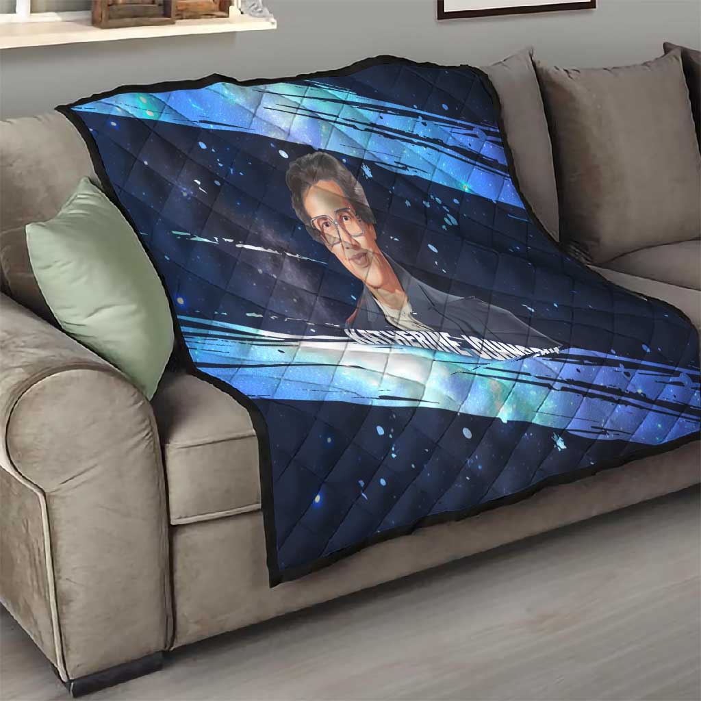 Katherine Johnson Quilt with Galaxy Background, Hidden No More Quote and Rocket Brain Equation - African Pride